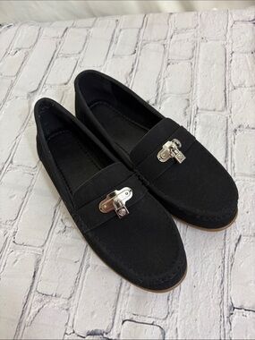 Women's Black Loafers with Silver Accent Hardware